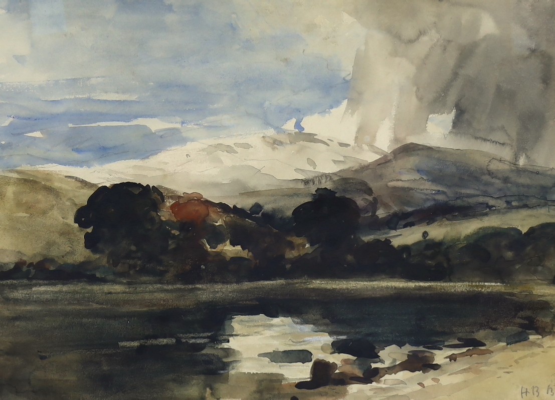 Hercules Brabazon Brabazon (British, 1821-1906), Mountainous loch, watercolour, 24 x 33cm